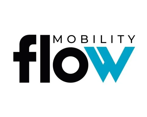 Logo  Mobility Flow com letras em preto e fundo branco.