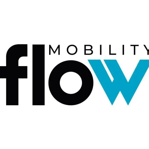 Logo  Mobility Flow com letras em preto e fundo branco.